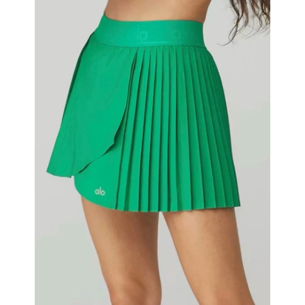 Alo Yoga Skirt Small Emerald Aces Tennis Skort Pleated Green Athletic Chic - Picture 10 of 10